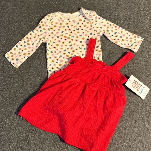 Carter’s Girl 3-Pc Red Dress w/Romper - Picture 2 of 4